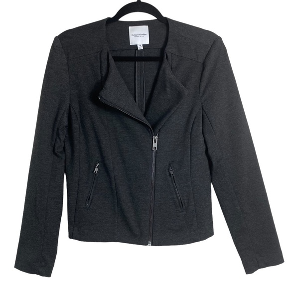Catherine Malandrino Jackets & Blazers - Catherine Malandrino Runway Style Women’s Charcoal Shanfa Moto Jacket EUC Size M